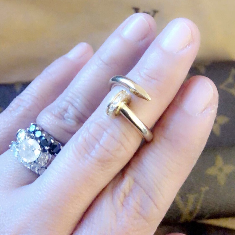 18k gold nail ring with crystals!